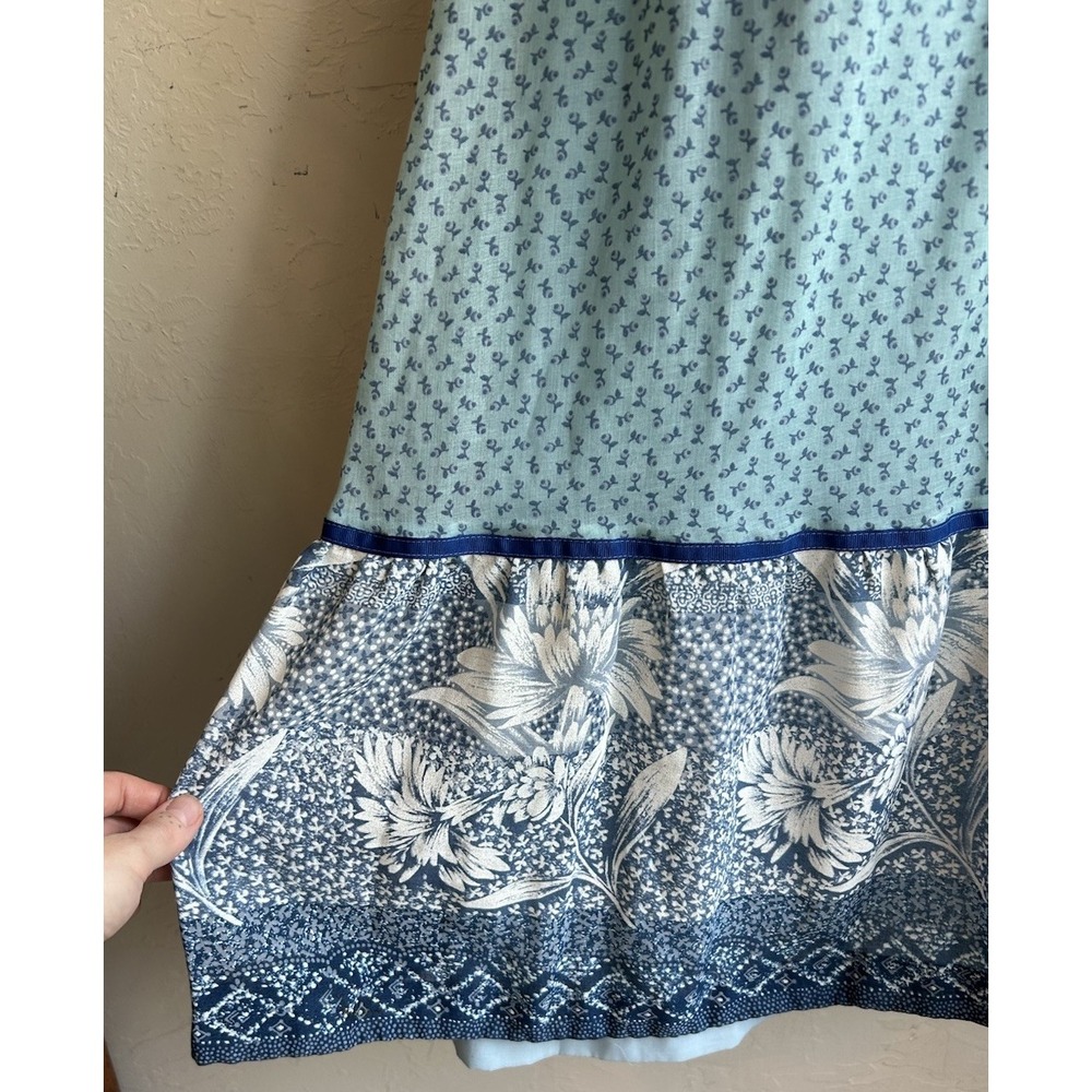 Vintage 1970s Jody California Maxi Dress 12 Ruffle Romantic Boho Empire Calico - Picture 6 of 11